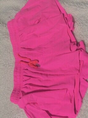 Women’s Hot Pink Athletic Skirt With Single Pocket Shorts And Drawstring